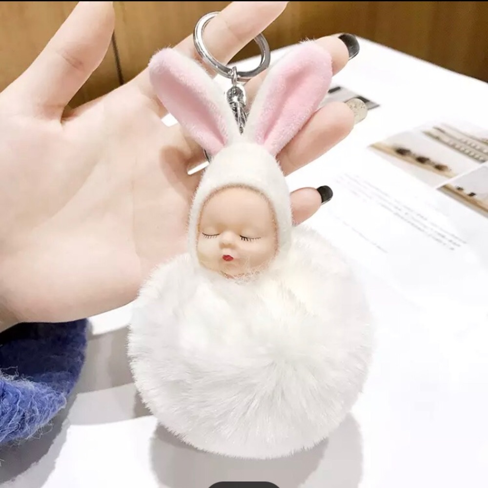 White Easter Bunny Sweet Sleeping Baby